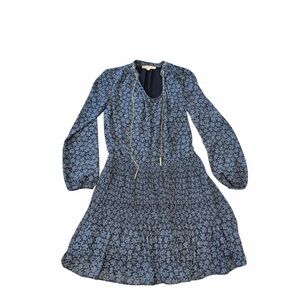 💙MICHAEL KORS Floral Blue Long Sleeve Dress